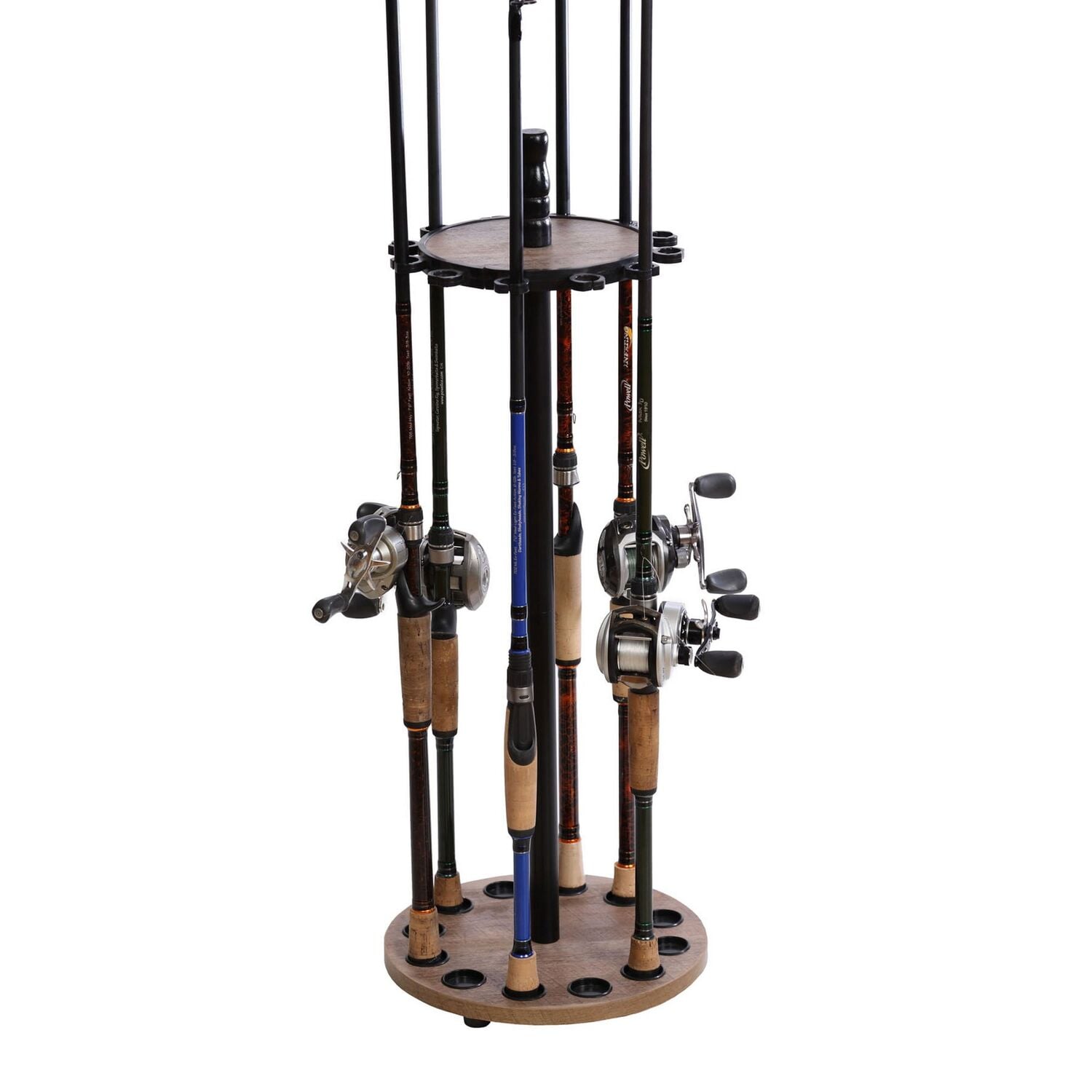 Old Cedar Outfitters Round Dressed Wood 12 Rod Capacity Floor Rack