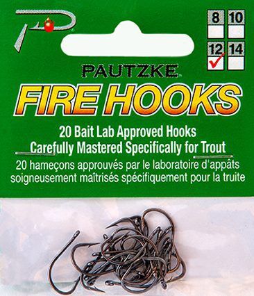 Pautzke Fire Hooks, Size 12, 20-Pk
