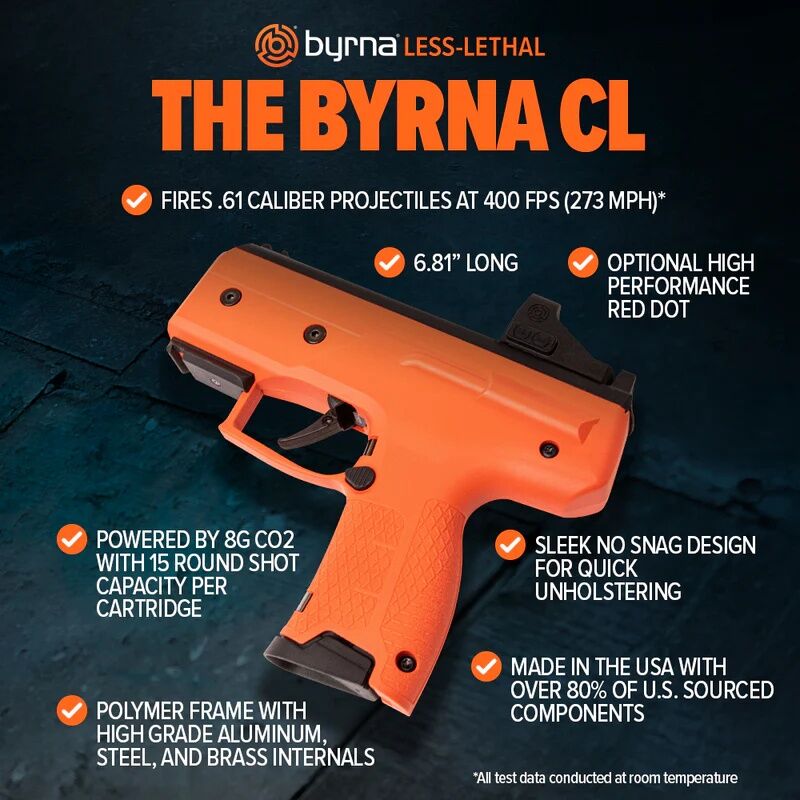 Byrna CL Safety Orange Launcher Universal Kit, 5-Rd