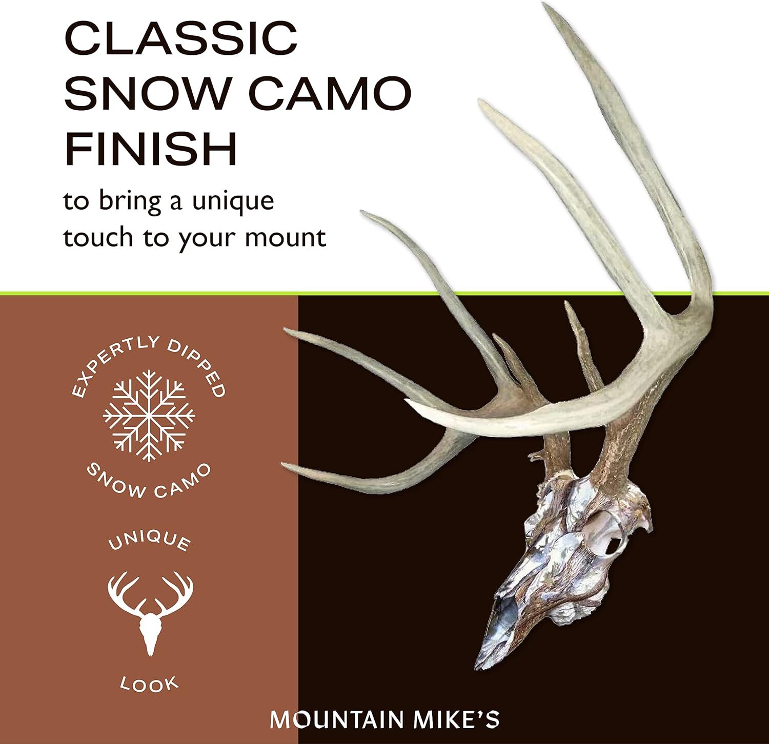 Mountain Mike's Snow Camo Dipped Skull Master Deer Antler Kit Mount Kit