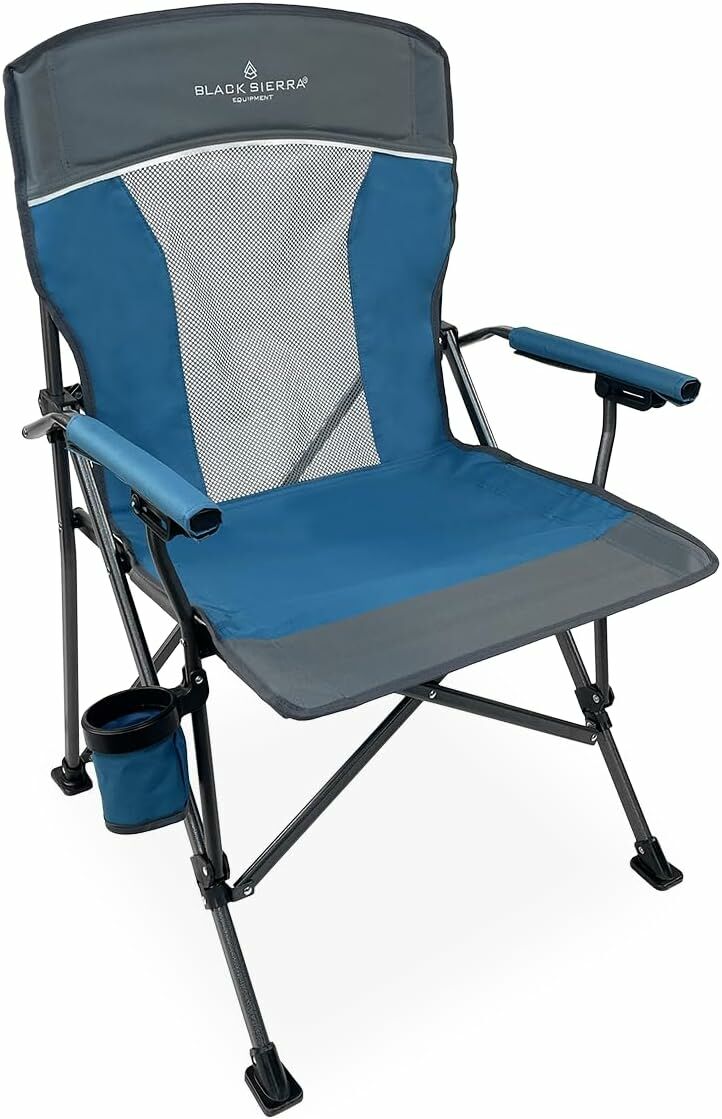 Black Sierra Alpha Hard Arm Camping Chair in Blue