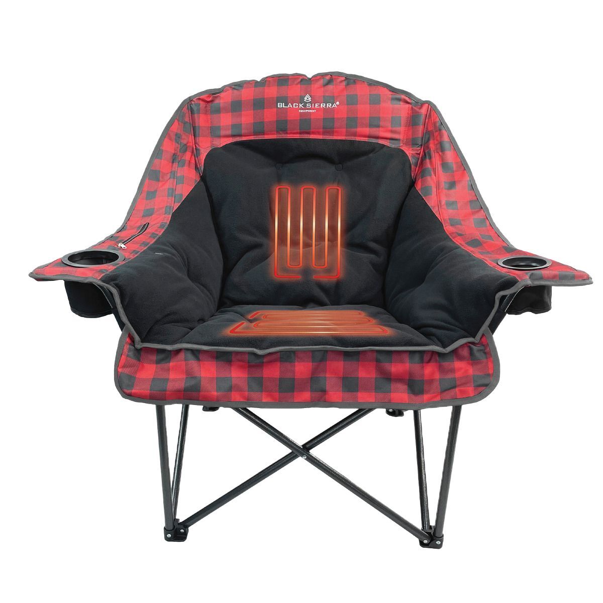 Black Sierra Heated Cloud Red Camp Chair