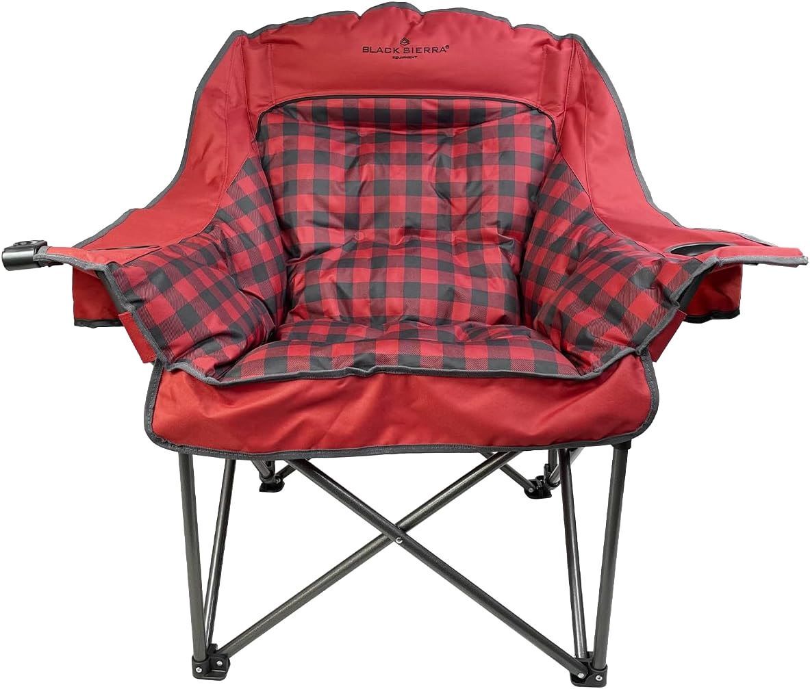 Black Sierra Heated Cloud Red Camp Chair