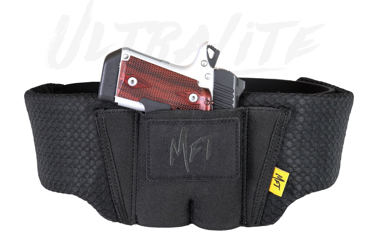Mission First Tactical Ultralite Black Mesh Fabric Ambidextrous Belly Band Holster