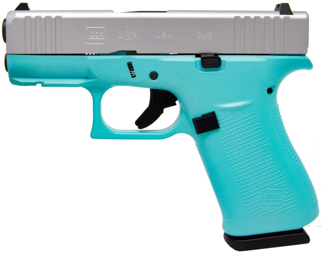 Glock 43X Blue/Aluminum 9mm Sub-Compact Pistol, 10-Rd