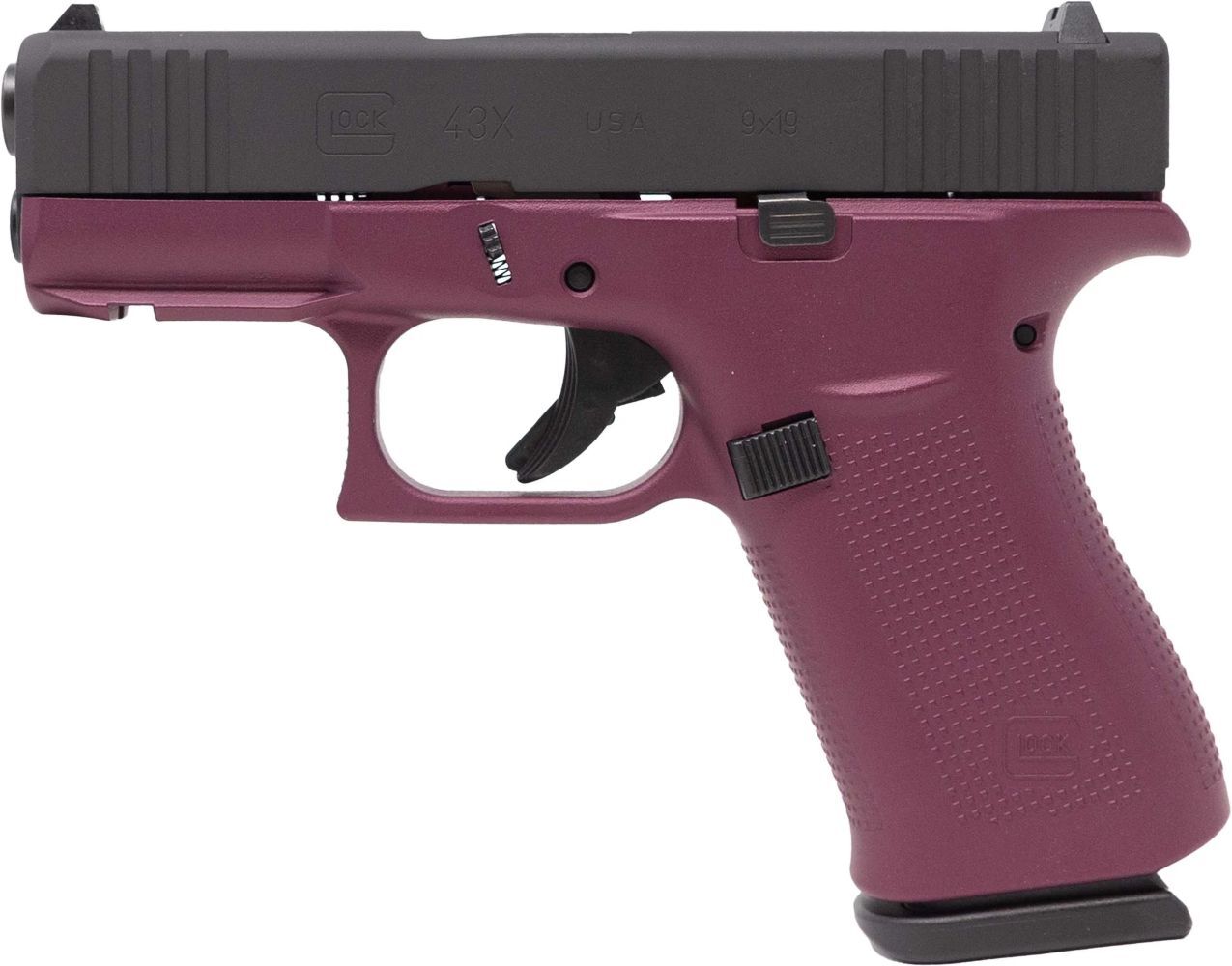 Glock 43X 9mm Micro Compact Black Cherry Elite Black Pistol, 10-Rd