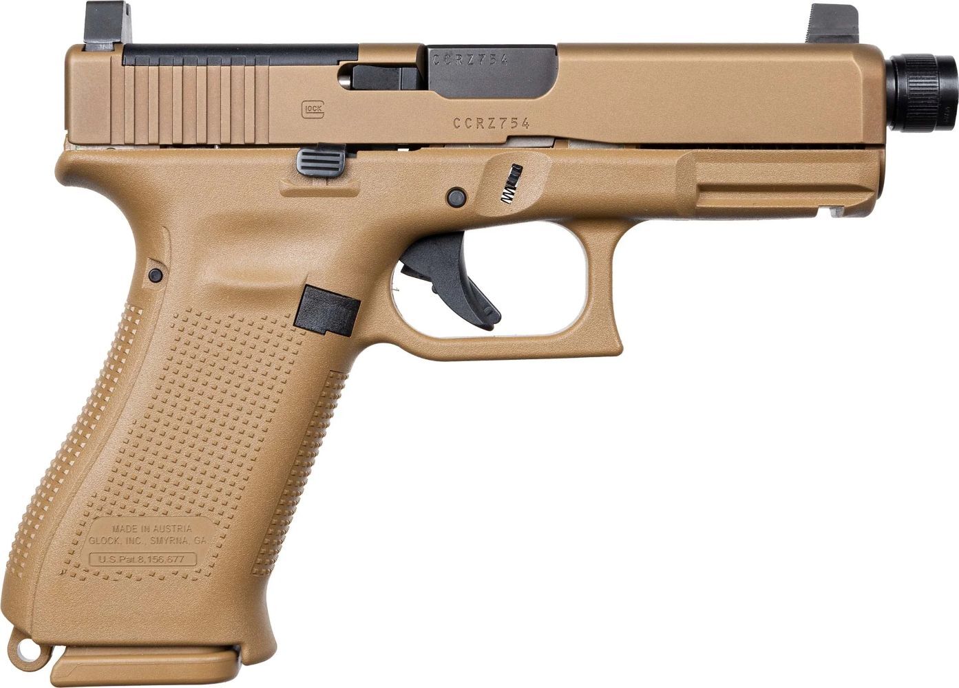 Glock 19X MOS Coyote 9mm Full Size Pistol with Threaded Barrel, 19-Rd
