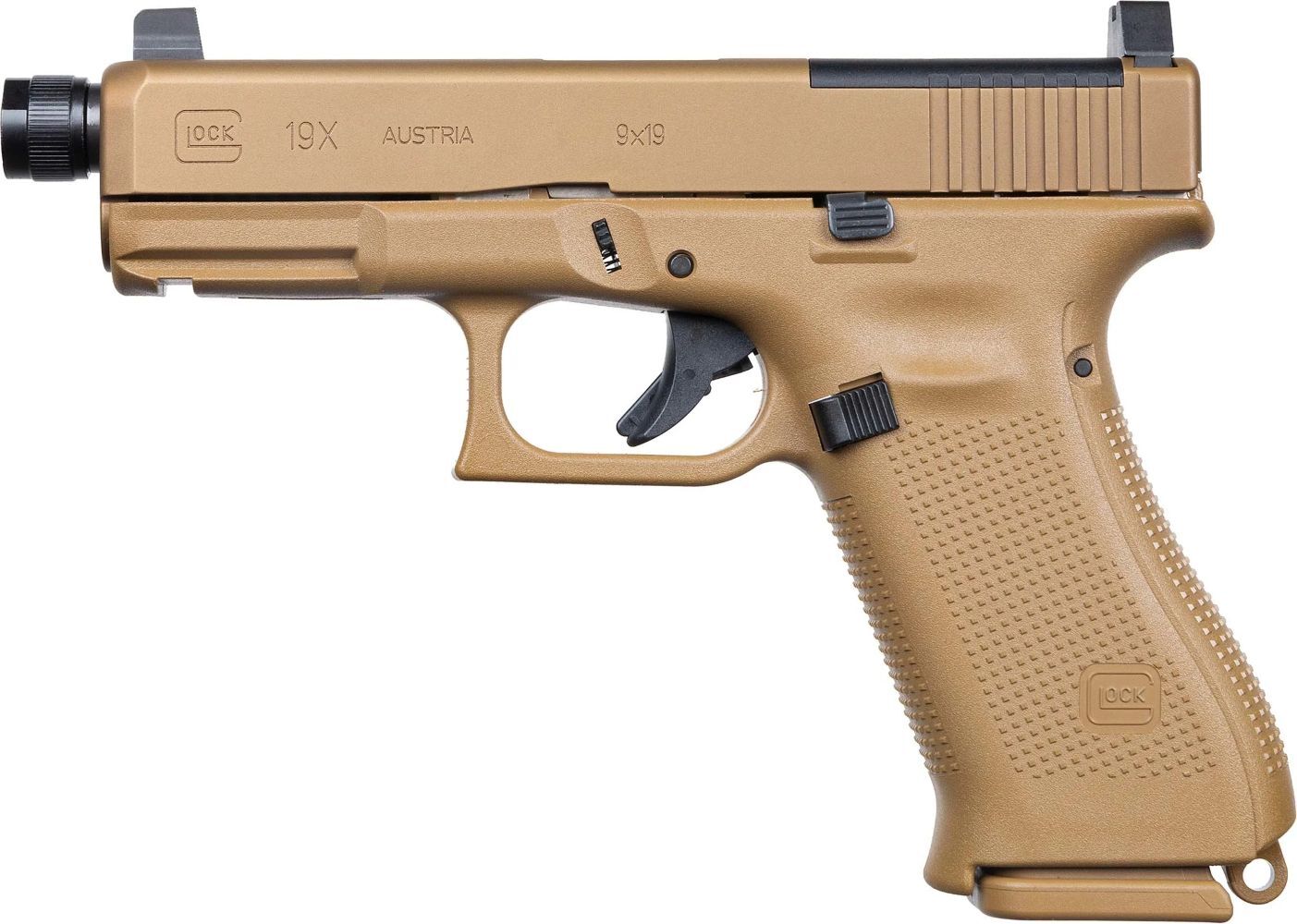 Glock 19X MOS Coyote 9mm Full Size Pistol with Threaded Barrel, 19-Rd