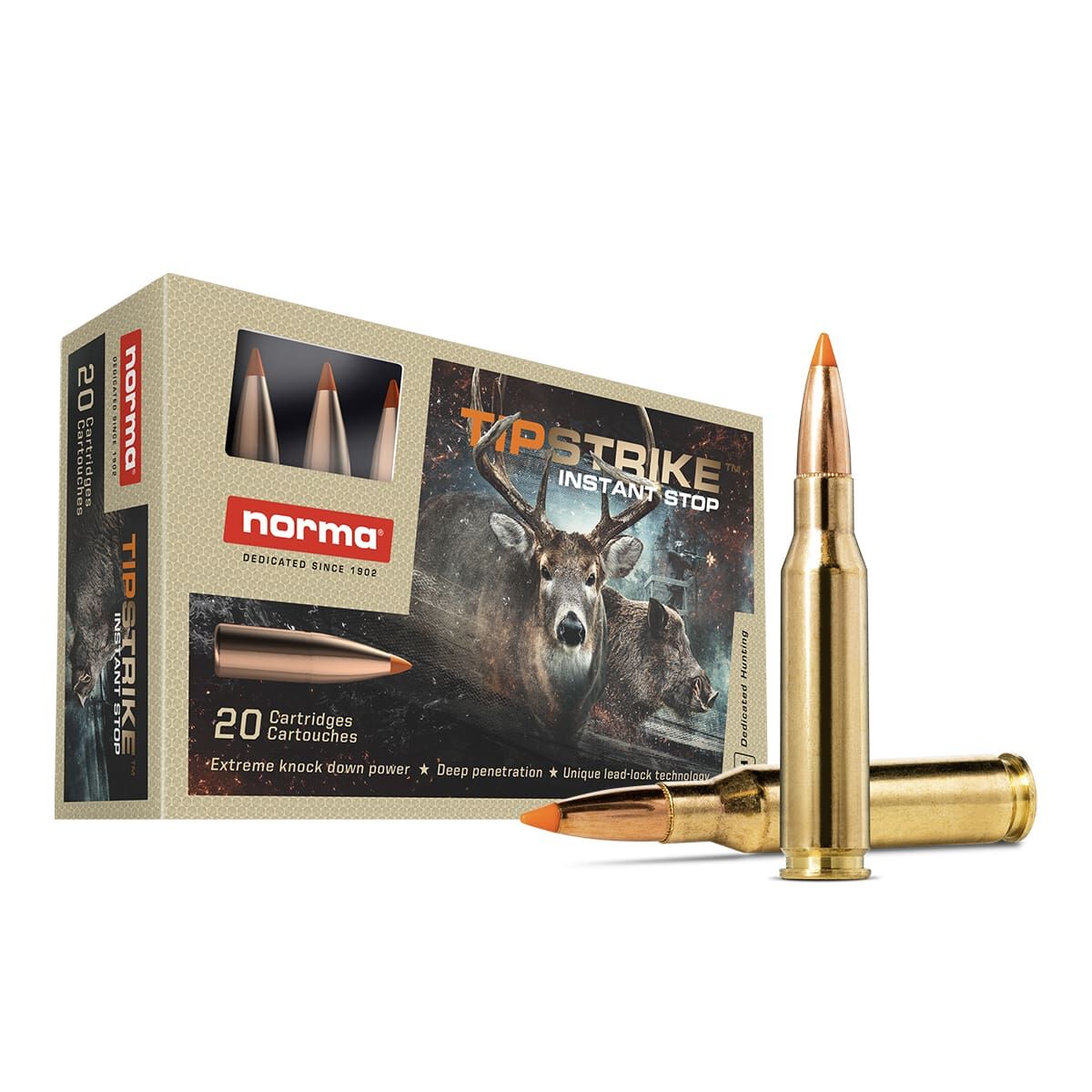 Norma TipStrike 7mm-08 Rem, 160 Grain Polymer Tip Rifle Ammo, 20-Rd