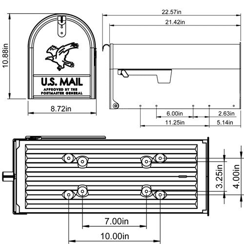 Gibraltar Black Elite Large Post Mount Mailbox