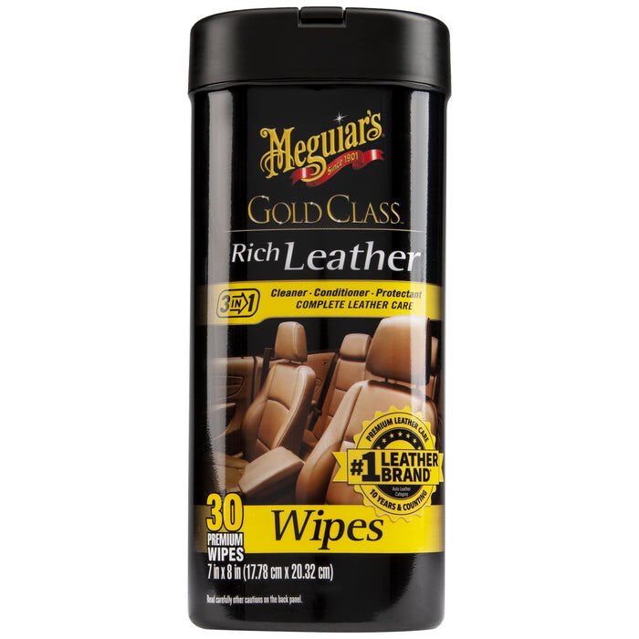 Meguiner's Gold Class Leather Cleaner/Conditioner Wipes, 25-Ct