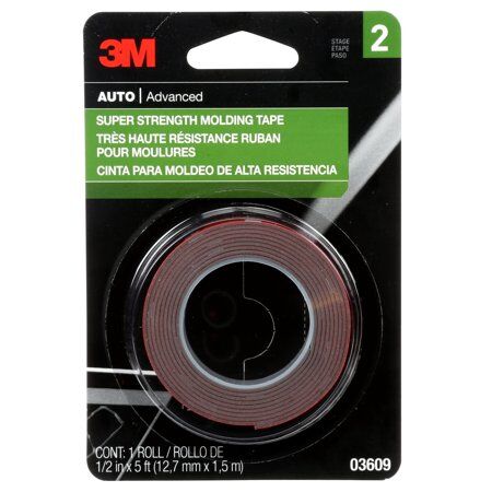 3M Super Strength Molding Tape, 1/2-In X 5-Ft,
