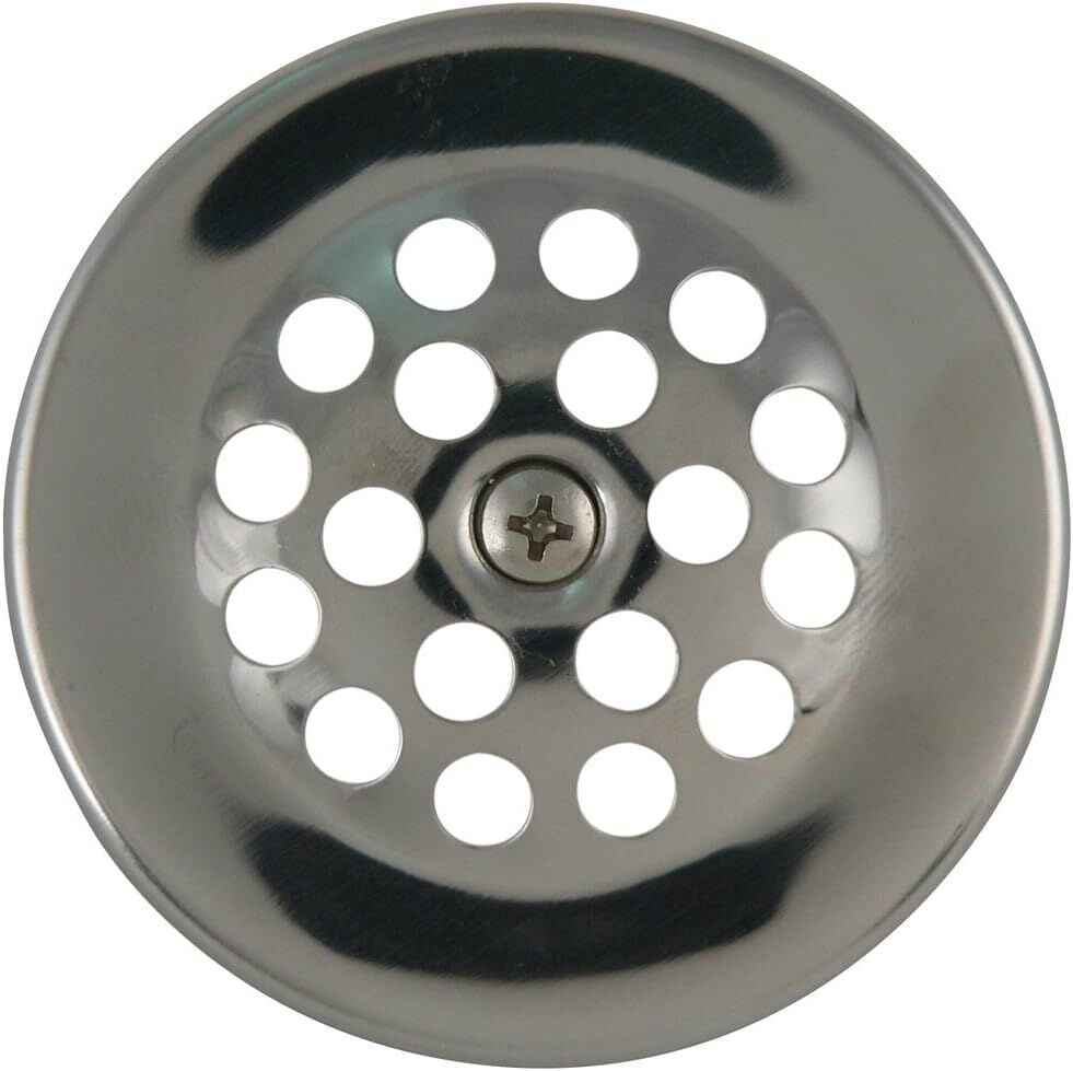 Plumb Pak PP826-64 Polished Chrome Bathtub Dome Grid Strainer With Screw, 3-In