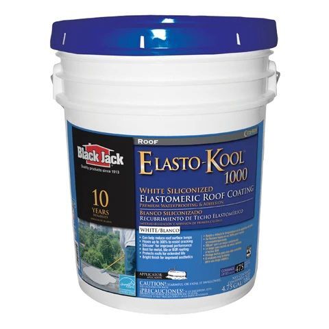 Black Jack Elasto-Kool 1000 Whie Siliconized Elastomeric Roof Coating, 5-Gal