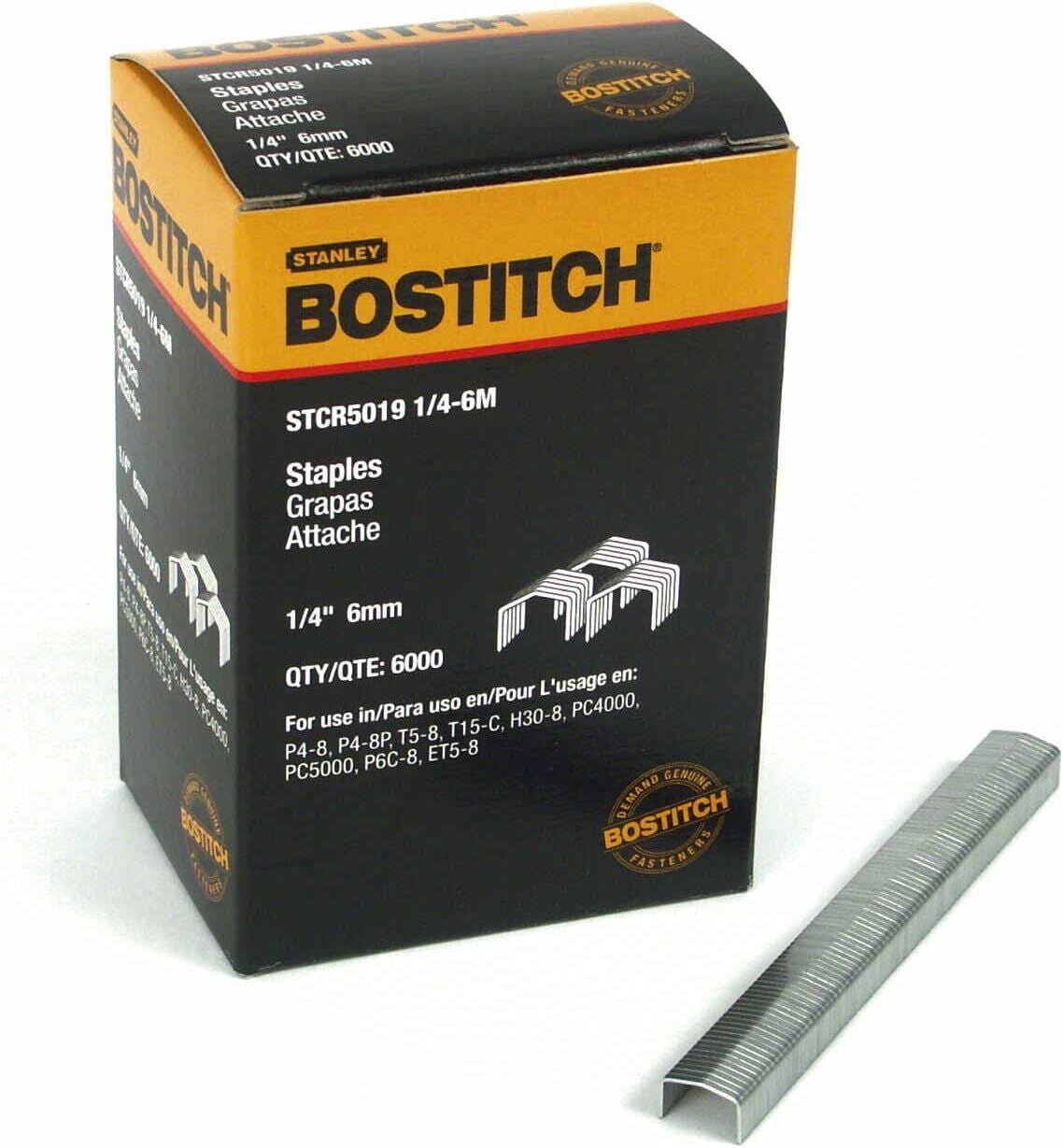 Stanley Bostitch Heavy Duty Crown Staples, 1/4-In X 7/16-In, 6000-Pk