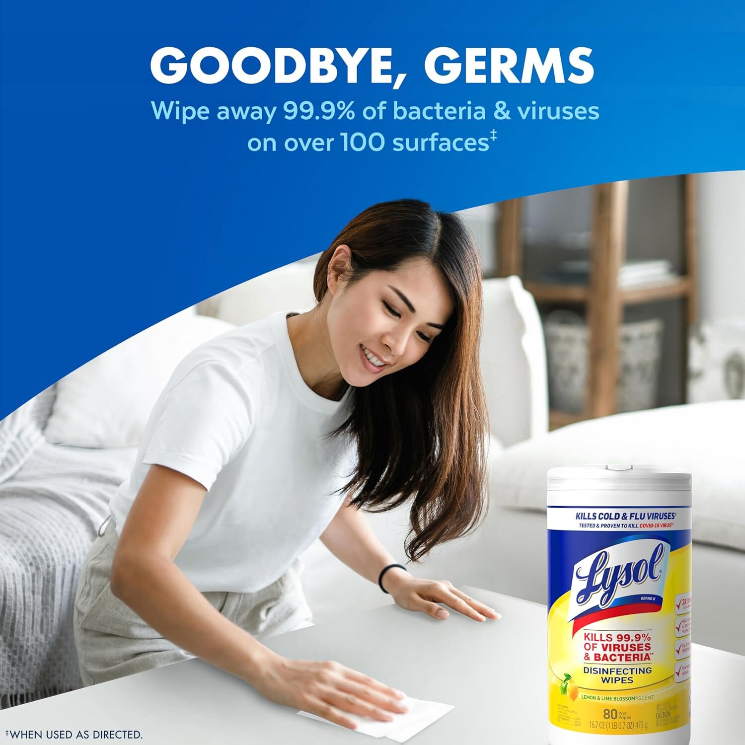 Lysol Lemon & Lime Blossom Disinfecting Wipes, 80-Ct
