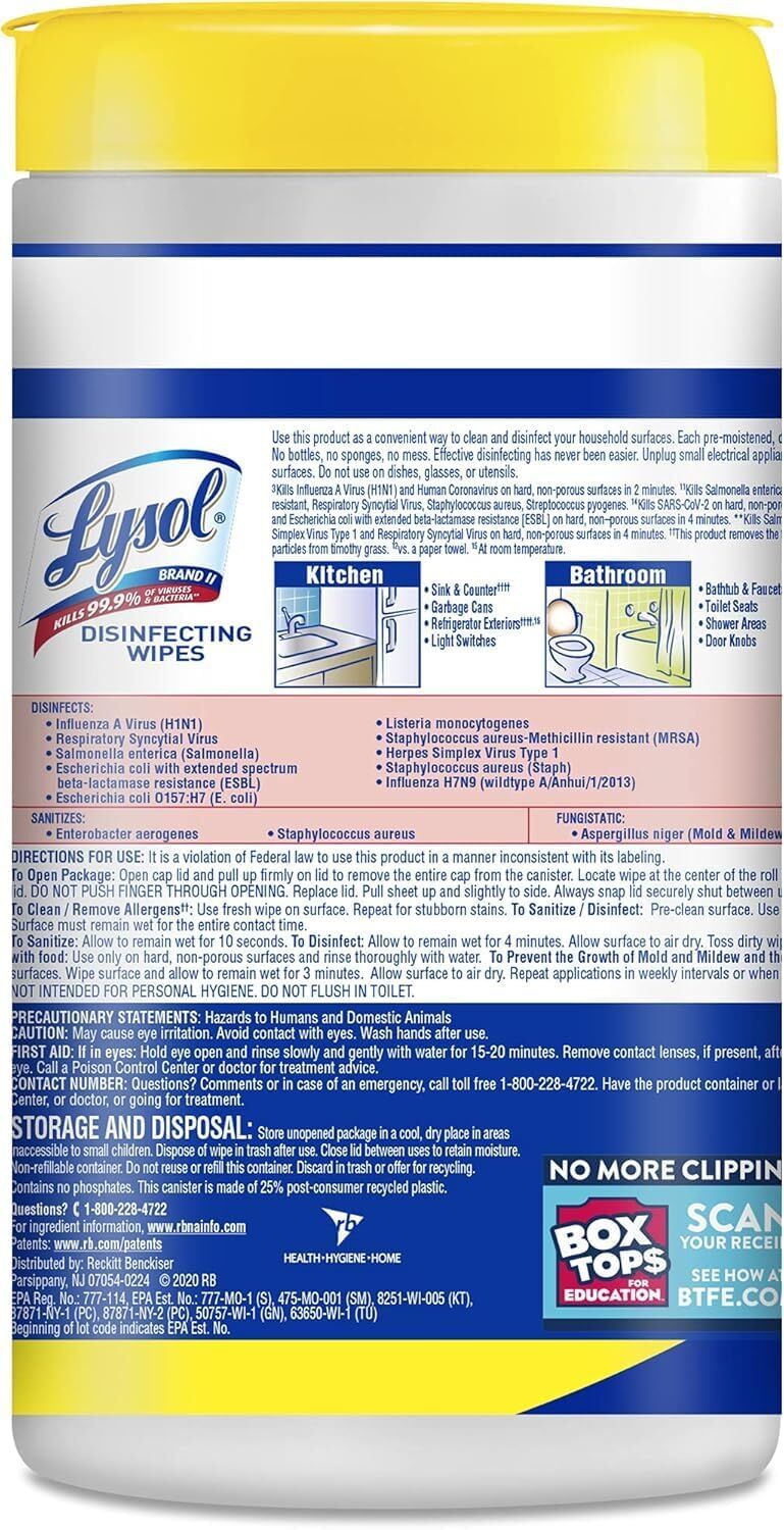 Lysol Lemon & Lime Blossom Disinfecting Wipes, 80-Ct