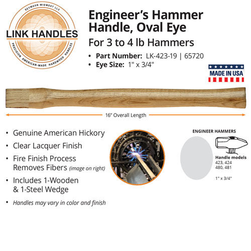 Seymour Engineer's Hammer Oval Eye Handle, 16-In