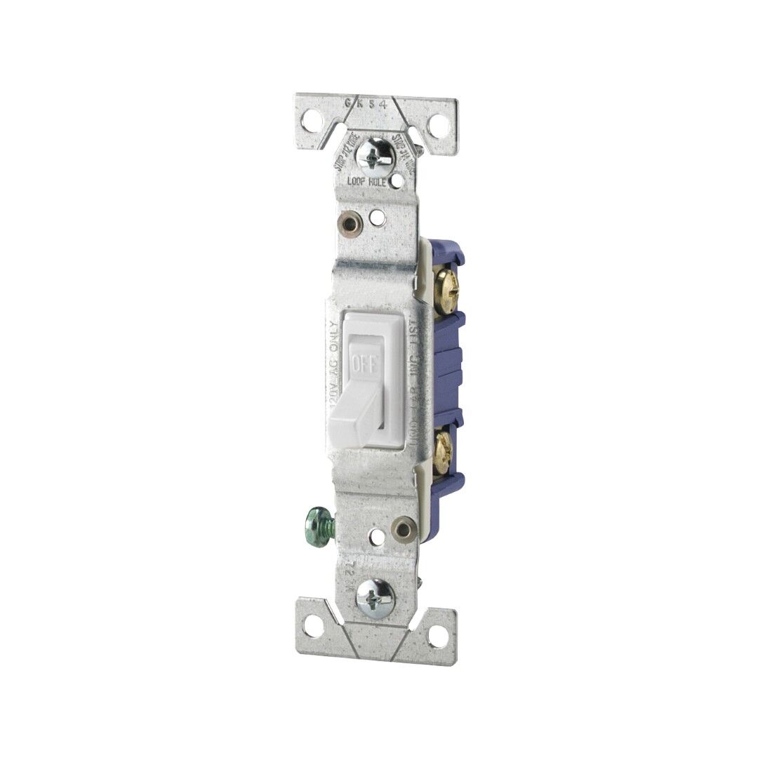 Eaton 1301-7W Flush Toggle Switch, 14-10 Gauge, 15-A, 120-V