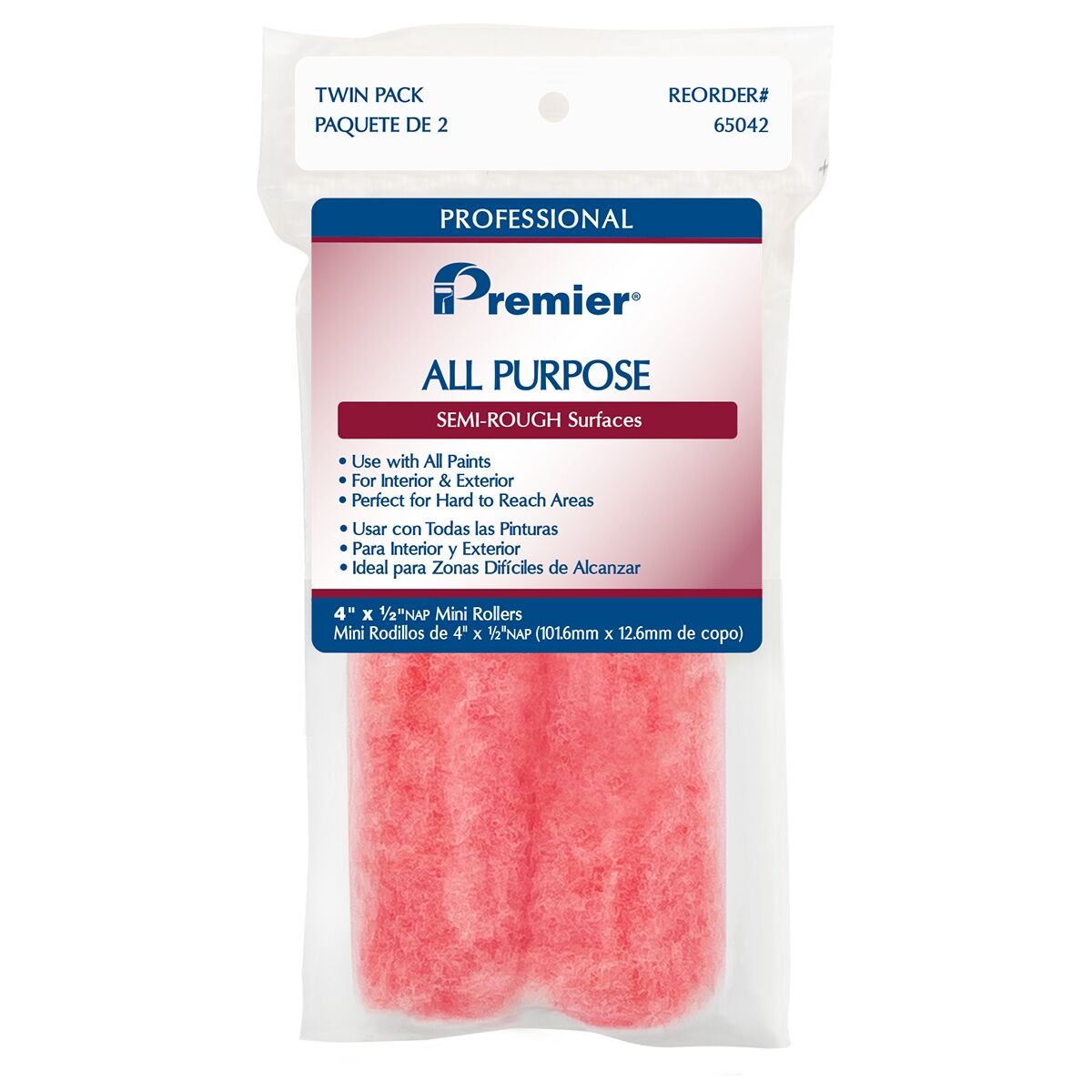 Premier All Purpose Semi-Rough Paint Roller Cover, 1/2-In x 6 1/2-In, 2-Pk