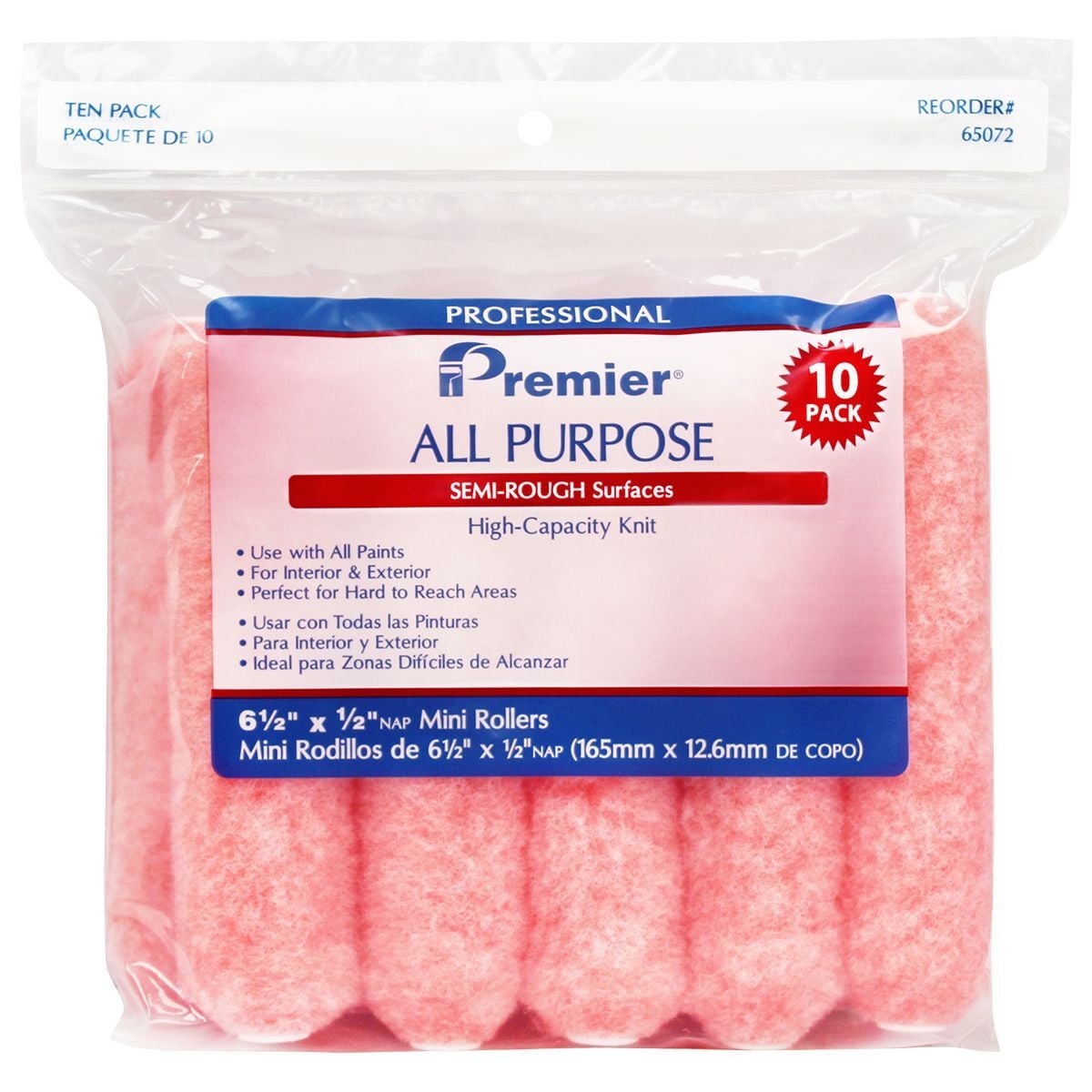 Premier All Purpose Mini Rollers, 6-1/2-In, 10-Pk