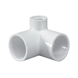 Lasco Schedule 40 PVC 90° Side Outlet Pipe Elbow, 3/4-In Slip x 3/4-In Slip x 1/2-In FPT