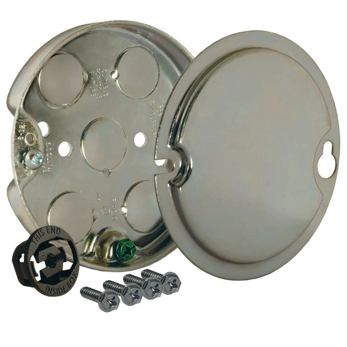 Raco Round Ceiling Rated Fan Pan, Five 1/2-In KO's, 4-In x 1/2-In