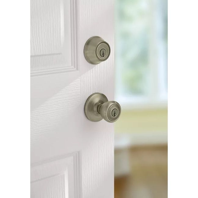 Kwikset Antique Brass Tylo Security Set Deadbolt Keyed One Side with Pin & Tumbler