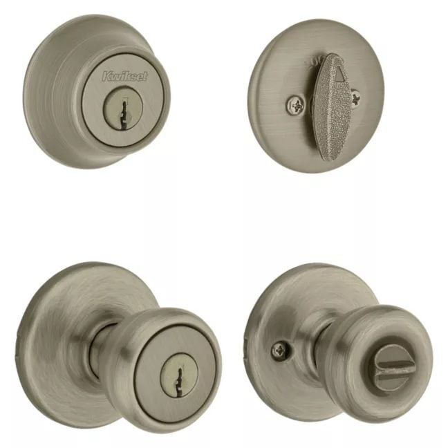 Kwikset Antique Brass Tylo Security Set Deadbolt Keyed One Side with Pin & Tumbler