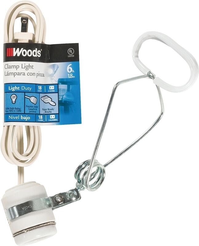 Woods White Clamp Light, 150-Watt