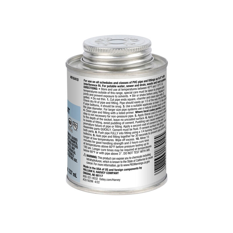 Harvey Wet Set Blue PVC Cement, 8-Oz