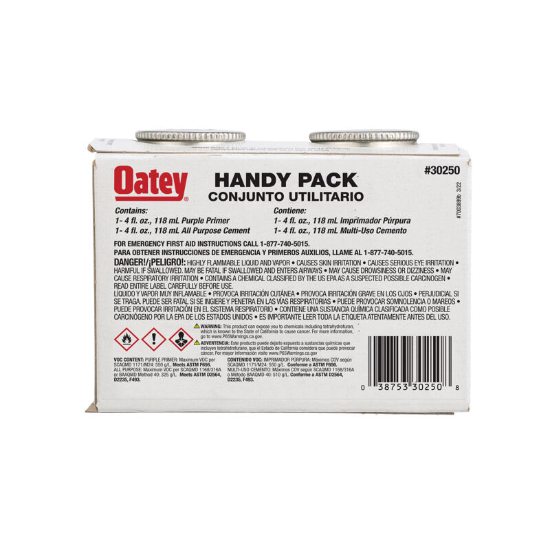 Oatey Handy Pack Purple Primer And All Purpose Solvent Cement Twin Pack, 4-Oz