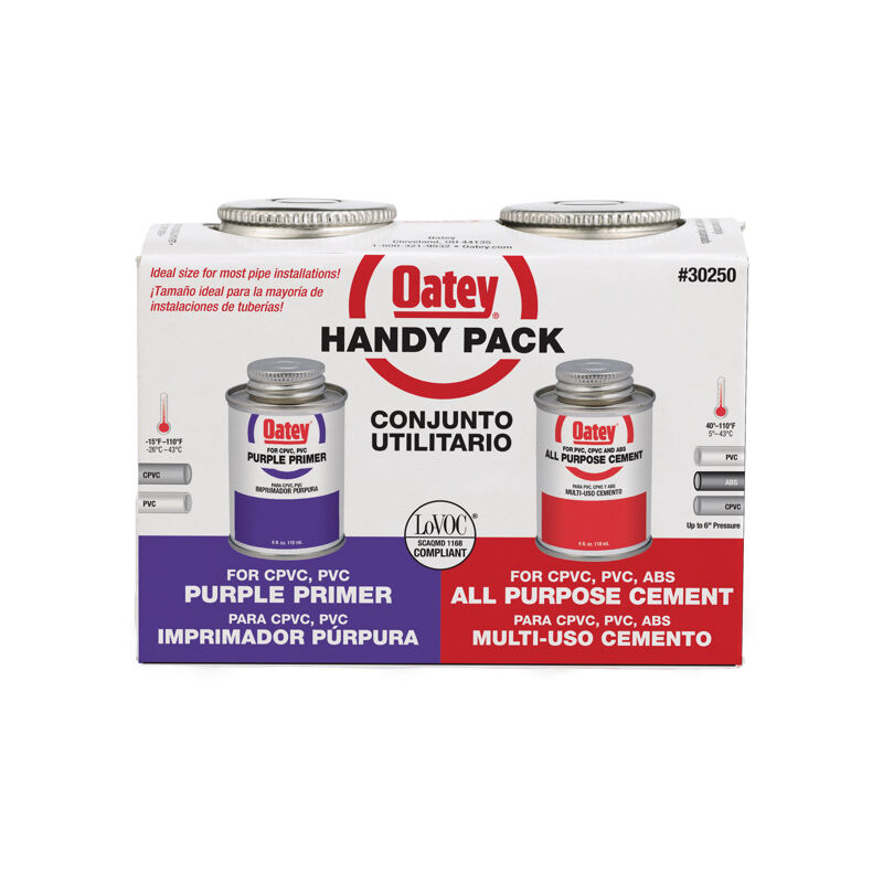 Oatey Handy Pack Purple Primer And All Purpose Solvent Cement Twin Pack, 4-Oz