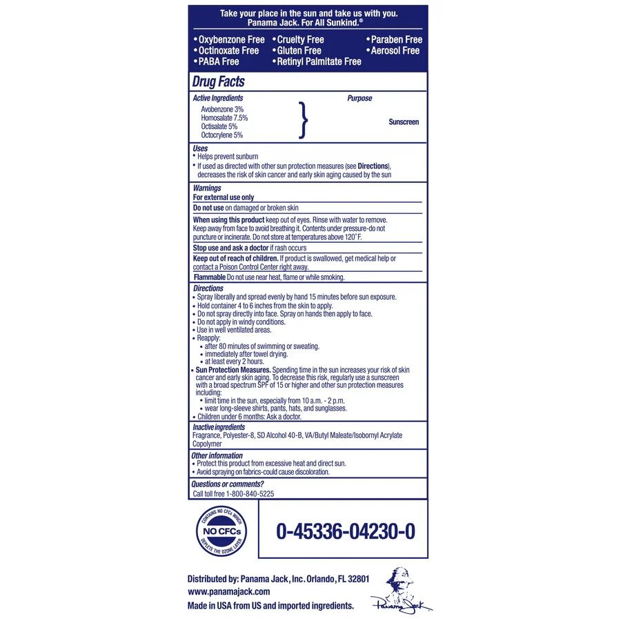 Panama Jack Continuous Spray Sport Sunscreen SPF 30, 5.5-Oz