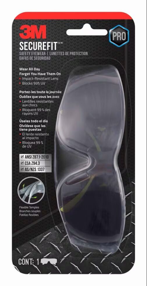 3M SecureFit 400 Eye Protection Gray Anti-Fog