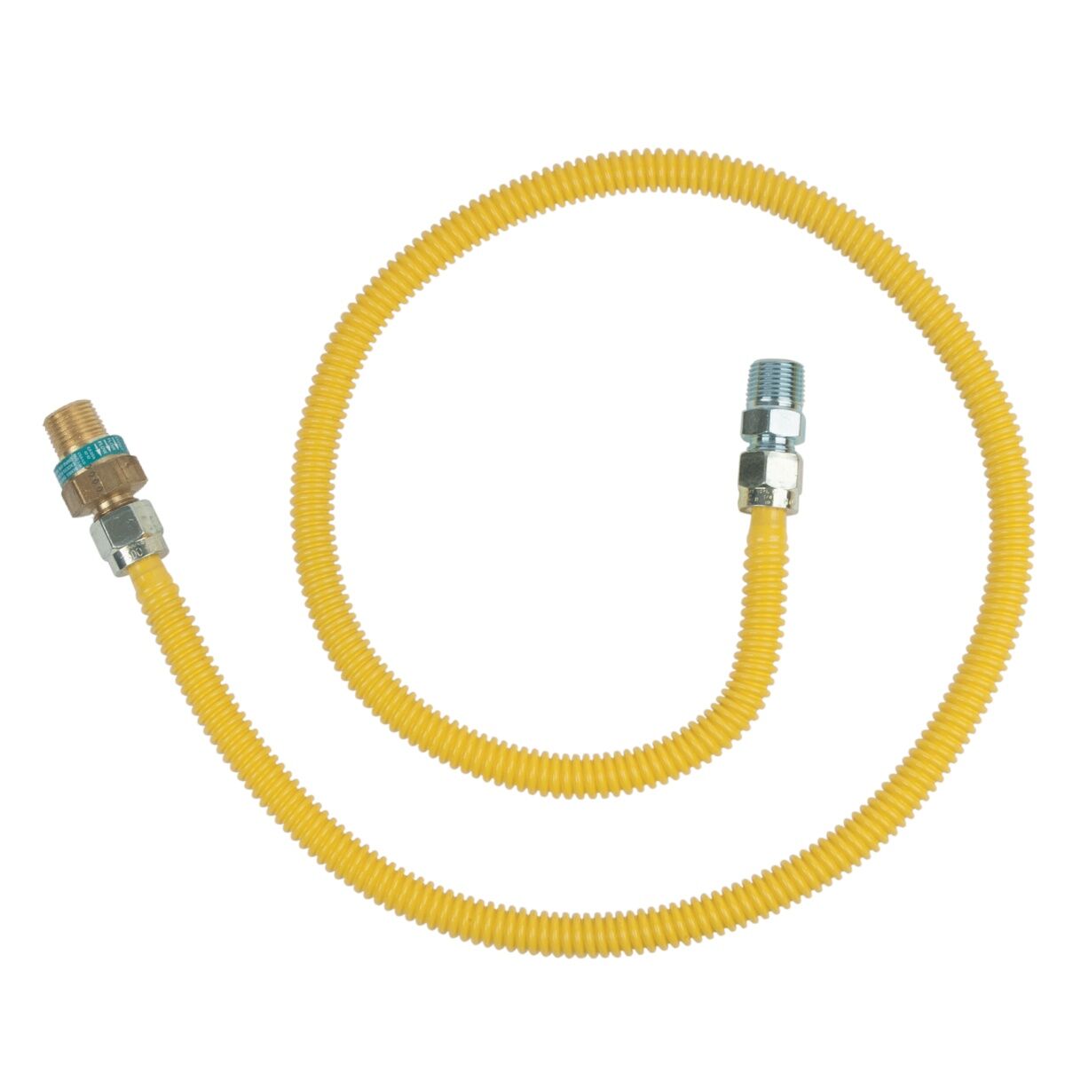 BrassCraft Safety+ Gas Connector, 1/2-In MIP EFV x 1/2-In MIP x 48-In