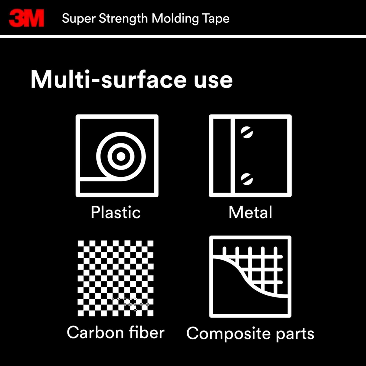 3M Super Strength Molding Tape, 1/2-In x 15-Ft