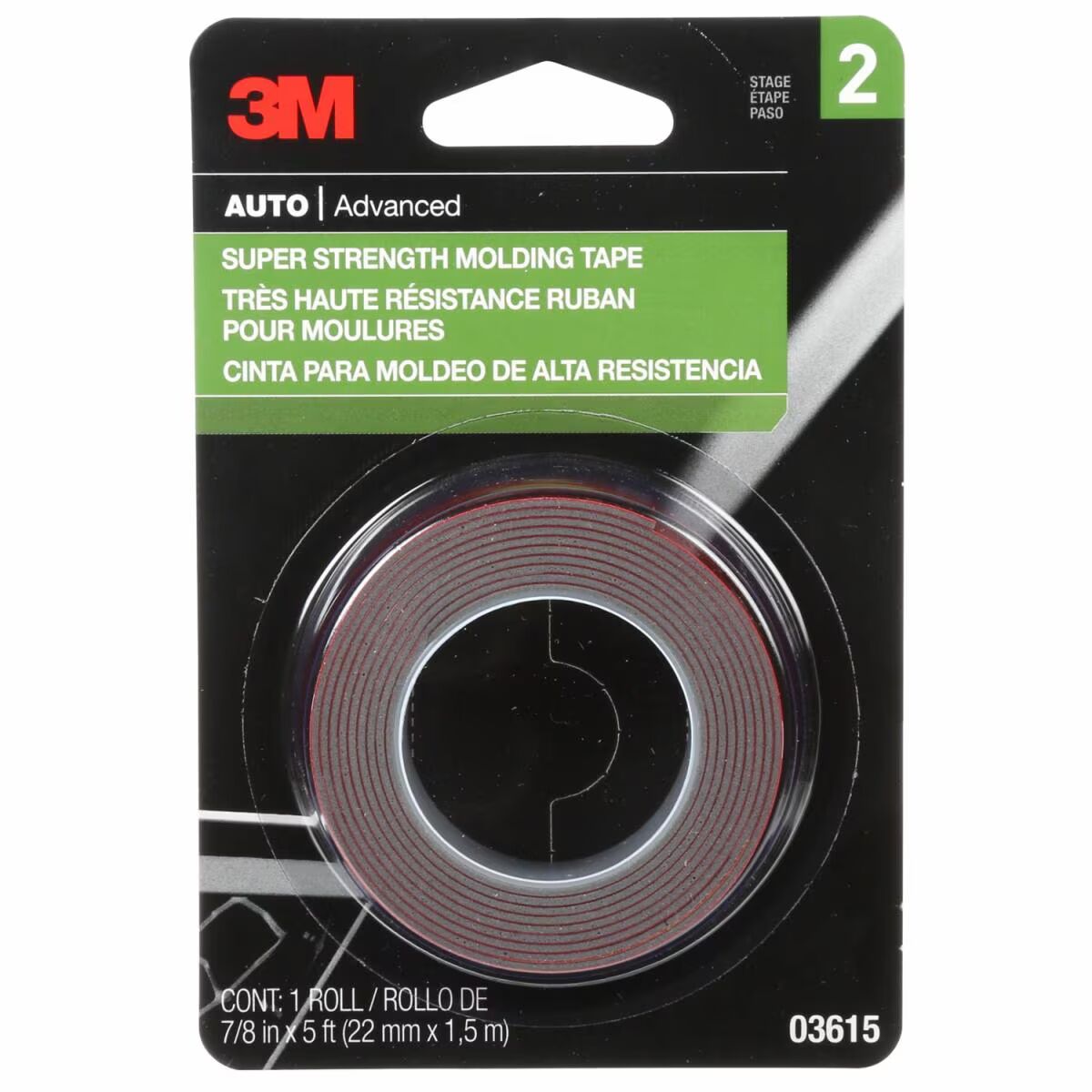 3M Super Strength Molding Tape, 7/8-In x 5-Ft