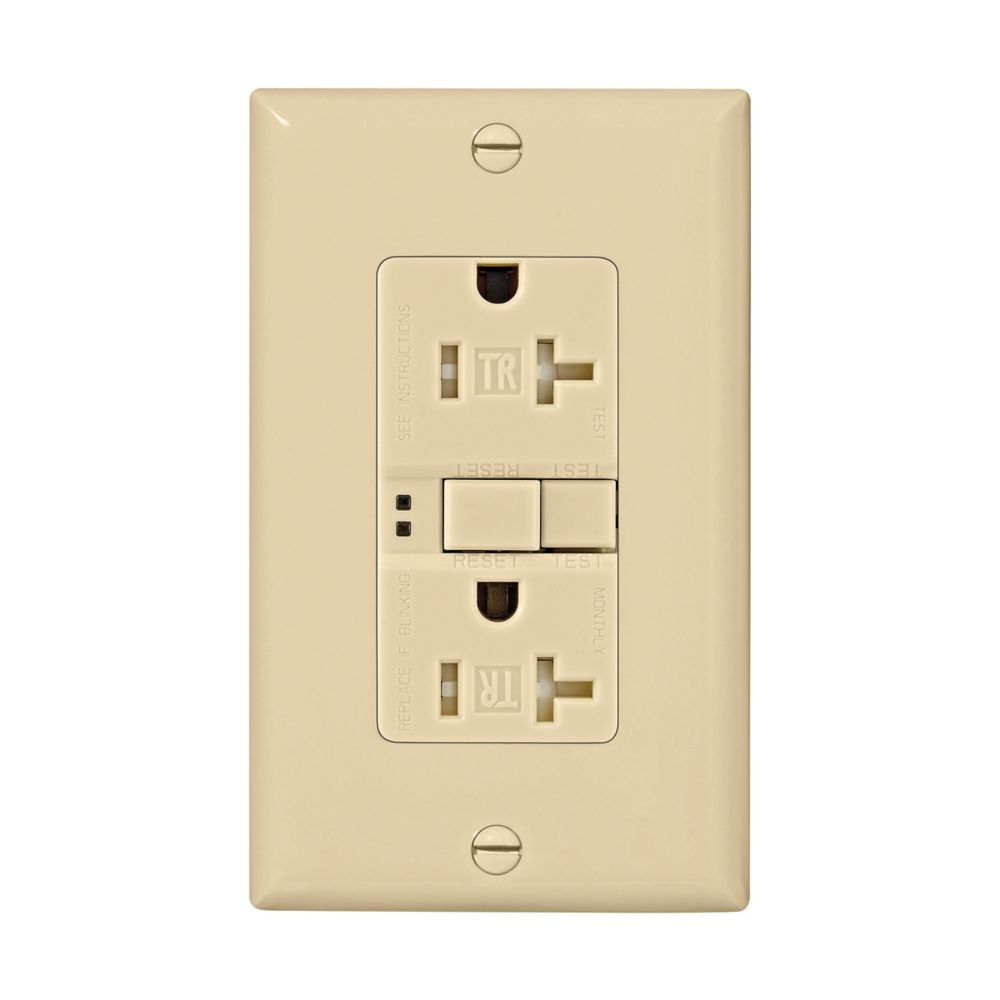 Eaton TRSGF20V GFCI Tamper Resistant Self-Test Electrical Receptacle, #14 - #10 AWG, 20-A, 125-V