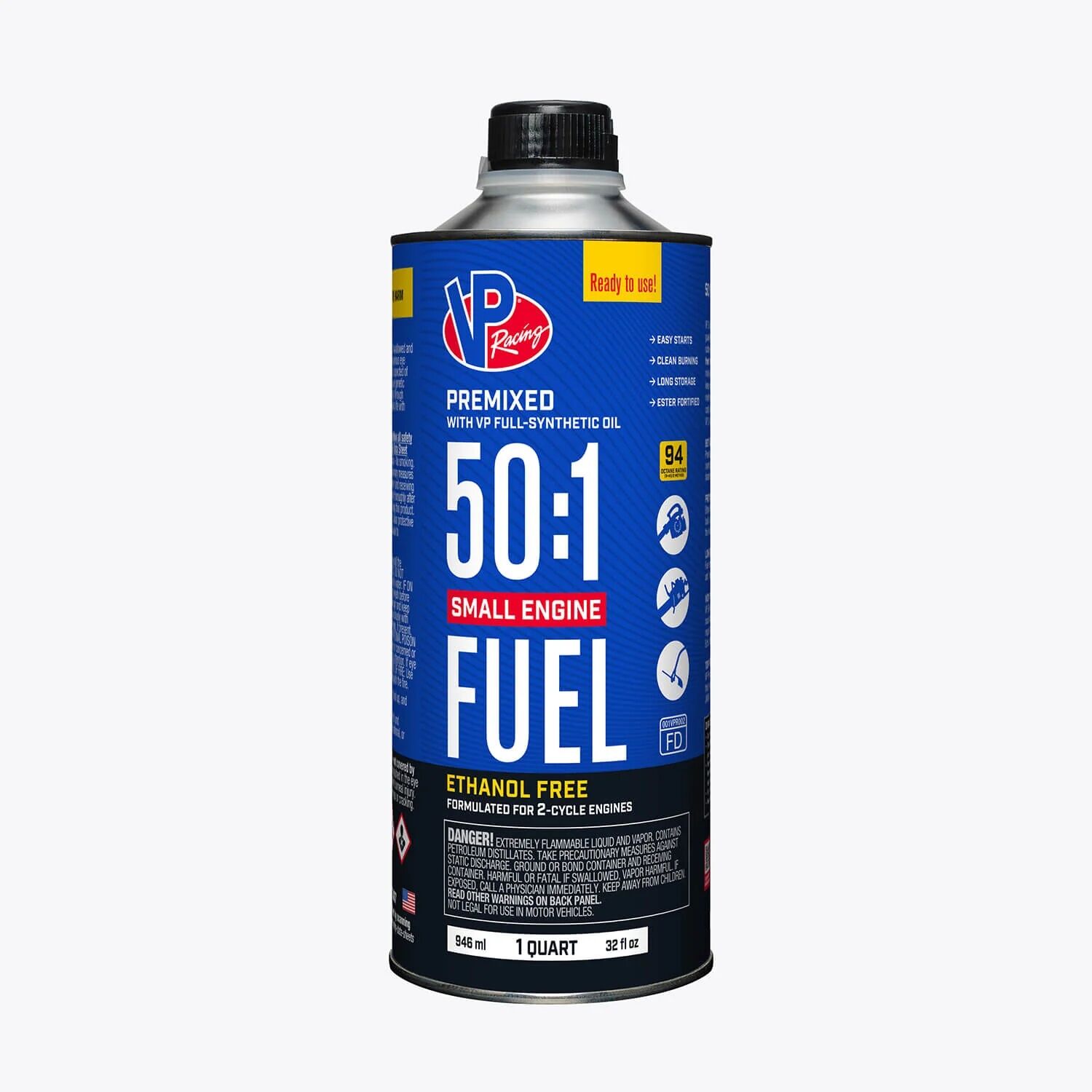 VP Racing Premixed Ethanol Free 50:1 Fuel Mix, 1-Qt