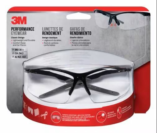 3M Black/Gray Clear Lens Anti-Fog Performance Eyewear