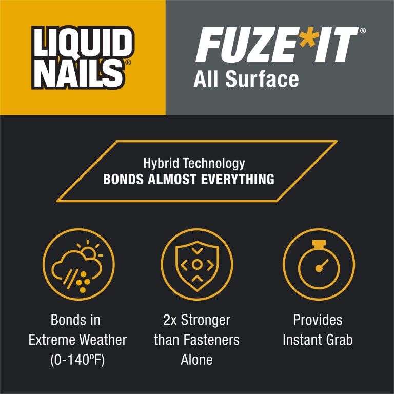 Liquid Nails Fuze*It All Surface Interior & Exterior Adhesive, 9-Oz