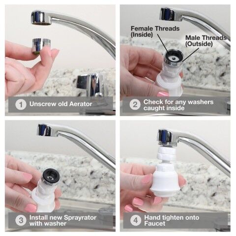 Danco White Dual Thread Swivel Sprayrator, 1.5 GPM