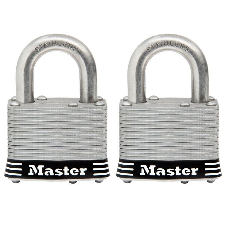 Master Lock Laminated Stainless Steel Pin Tumbler Padlock Keyed Alike, 2-Pk