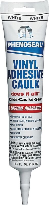 Phenoseal Does It All! White Vinyl Adhesive Caulk, 5.5-Oz