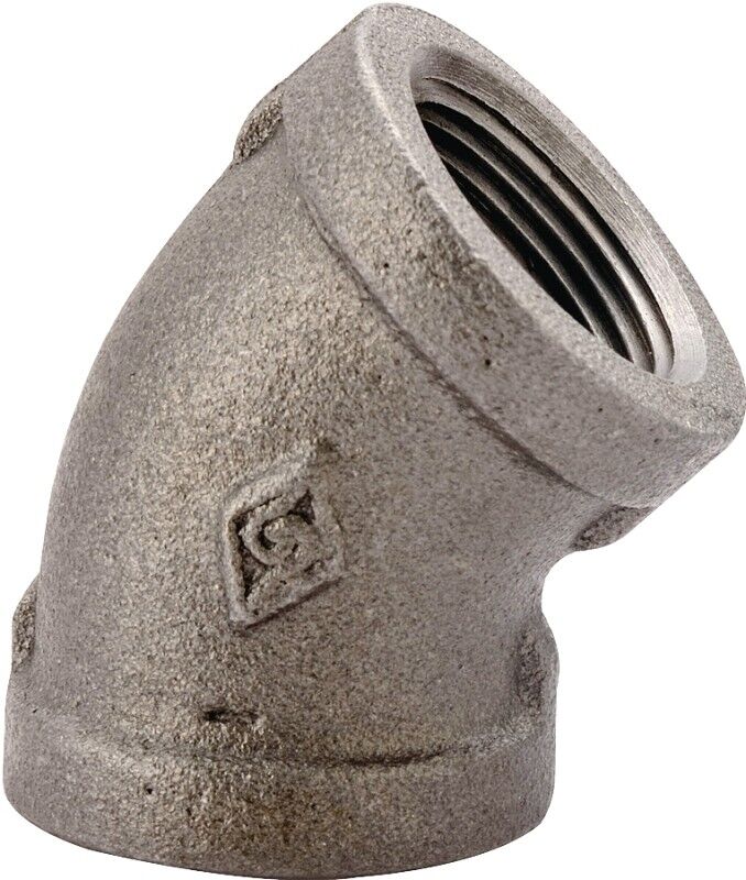 ProSource Schedule 40 Black Malleable Iron 45° Pipe Elbow, 1/2-In FIP x 1/2-In FIP