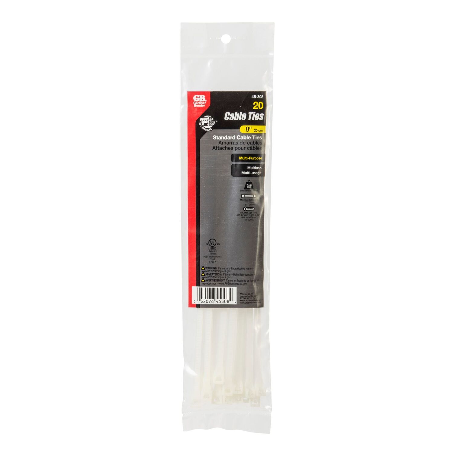 Gardner Bender Natural Calbe Ties, 8-In, 20-Pk