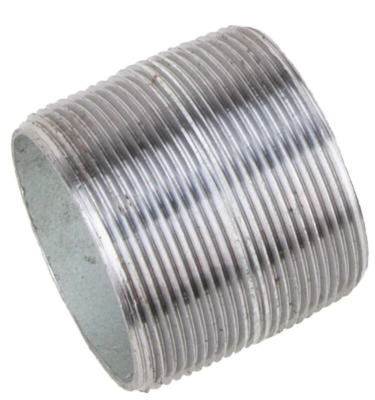 ProSource Schedule 40 Galvanized Steel Pipe Nipple, 2-In x Close