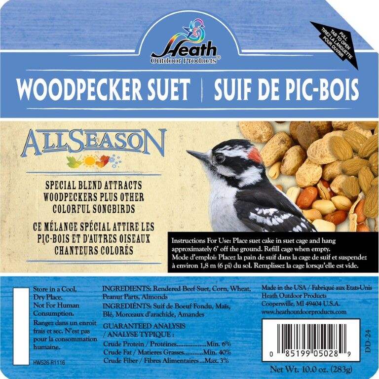 Heath Woodpecker Suet Cake, 10-Oz