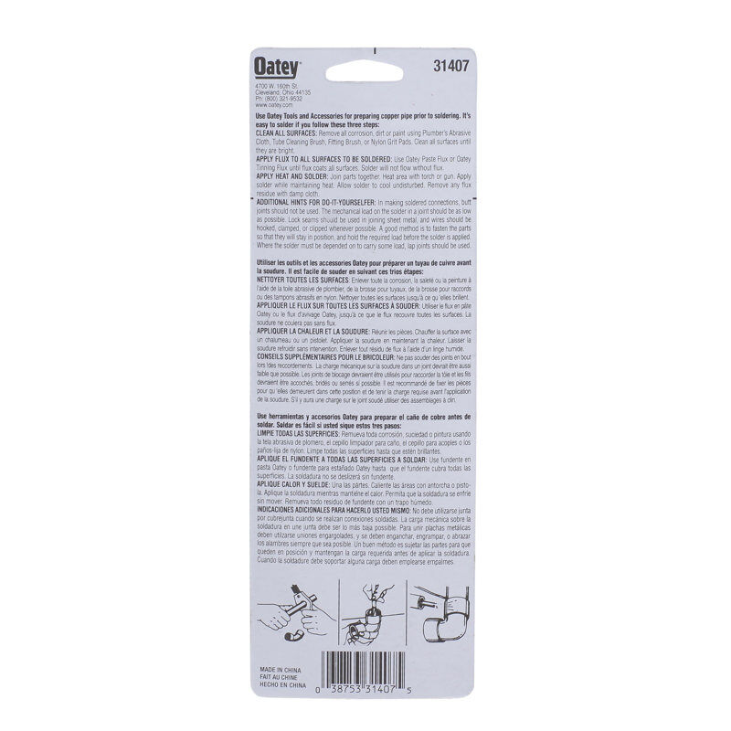Oatey 4-In-1 Pipe Fitting Brush, 1/2-In & 3/4-In